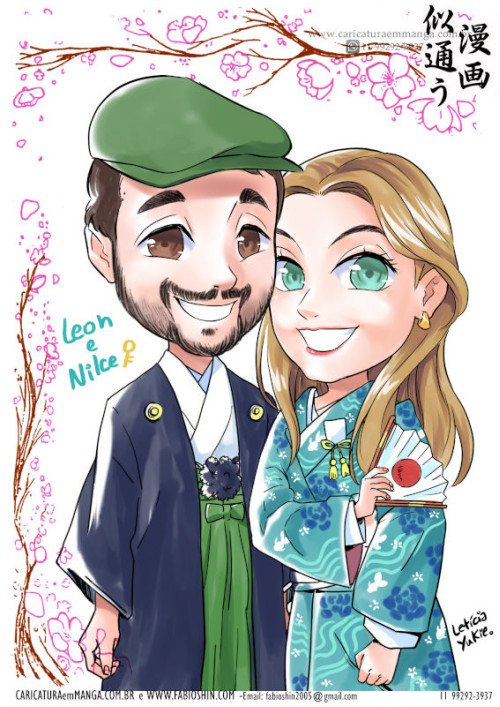 Caricatura com Corpinho Casal - Oriental