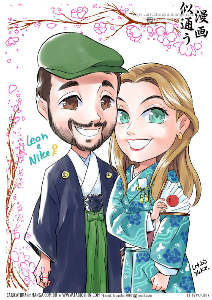 Caricatura com Corpinho Casal - Oriental